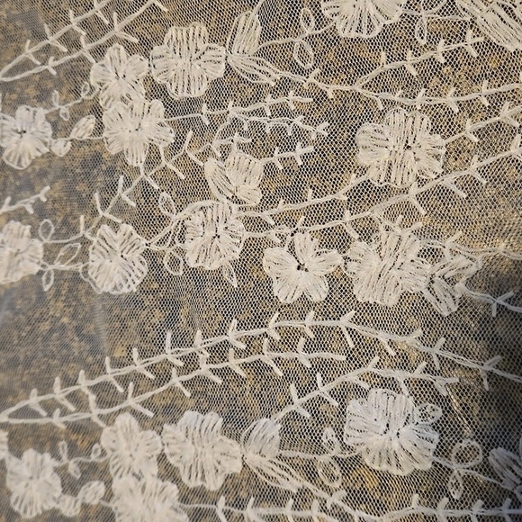 Floral Pattern White Lace Splicing Blouse, Open Front Cover Up Kimono Women 1X - Picture 7 of 13